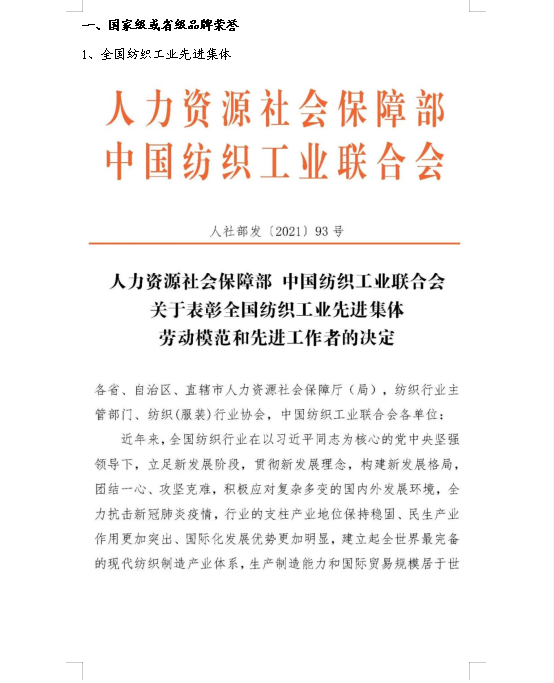 祝賀公司榮獲“全國紡織工業(yè)先進集體，山東專精特新企業(yè)稱號”